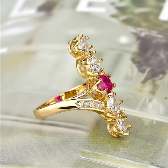 *NEW* 18K Gold Girls Party Ruby Diamond Ring - Picture 3 of 5